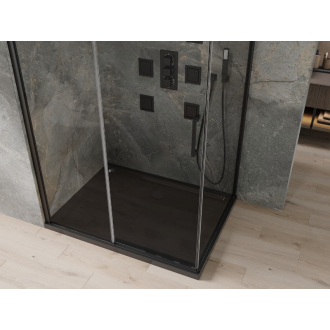 Mexen Omega výsuvná sprchová kabína 100 x 80 cm, priehľadná, čierna + plochá sprchová vanička, čierna - 825-100-080-70-00-4070B