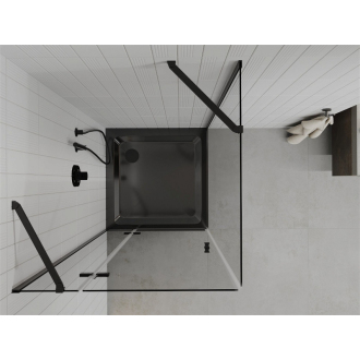 Mexen Roma sklopná sprchová kabína 90 x 90 cm, transparentná, čierna + plochá sprchová vanička, čierna - 854-090-090-70-00-4070B