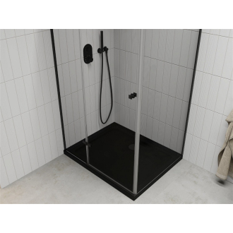 Mexen Roma sklopná sprchová kabína 80 x 120 cm, priehľadná, čierna + plochá sprchová vanička, čierna - 854-080-120-70-00-4070B