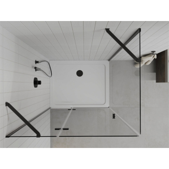 Mexen Roma sklopná sprchová kabína 100 x 80 cm, priehľadná, čierna + plochá sprchová vanička, čierna - 854-100-080-70-00-4070B