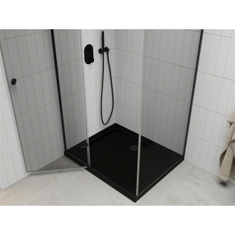 Mexen Roma sklopná sprchová kabína 100 x 90 cm, transparentná, čierna + plochá sprchová vanička, čierna - 854-100-090-70-00-4070B