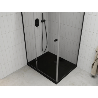 Mexen Roma sklopná sprchová kabína 100 x 90 cm, transparentná, čierna + plochá sprchová vanička, čierna - 854-100-090-70-00-4070B