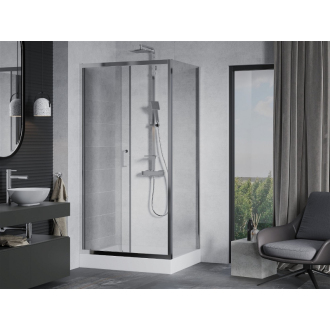 Mexen Apia výsuvná sprchová kabína 120 x 90 cm, transparentná, chróm + sprchová vanička Rio - 840-120-090-01-00-4510