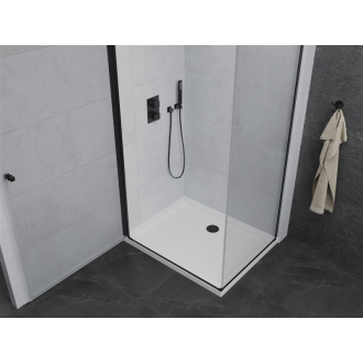 Mexen Pretoria sklopná sprchová kabína 70 x 80 cm, priehľadná, čierna + plochá sprchová vanička - 852-070-080-70-00-4010B