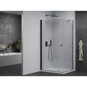 Mexen Pretoria sklopná sprchová kabína 70 x 80 cm, priehľadná, čierna + plochá sprchová vanička - 852-070-080-70-00-4010B
