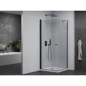 Mexen Pretoria vyklápacia sprchová kabína 80 x 80 cm, priehľadná, čierna + plochá sprchová vanička - 852-080-080-70-00-4010B