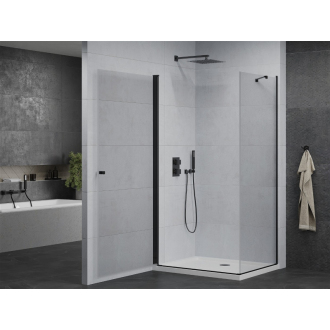 Mexen Pretoria sklopná sprchová kabína 80 x 100 cm, priehľadná, čierna + plochá sprchová vanička - 852-080-100-70-00-4010B