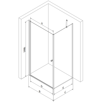 Mexen Pretoria vyklápacia sprchová kabína 90 x 70 cm, transparentná, čierna + plochá sprchová vanička - 852-090-070-70-00-4010B