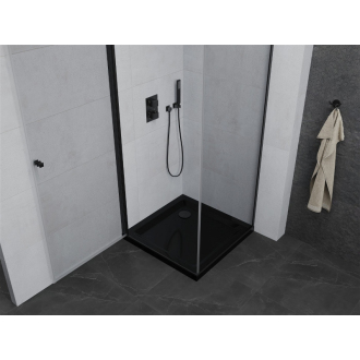 Mexen Pretoria sprchová kabína sklopná 90 x 90 cm, priehľadná, čierna + plochá sprchová vanička, čierna - 852-090-090-70-00-4070B