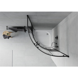 Sprchovací kút Mexen Rio polkruhový 70 x 70 cm, pruhy, čierna + sprchová vanička Rio, biela - 863-070-070-70-20-4710