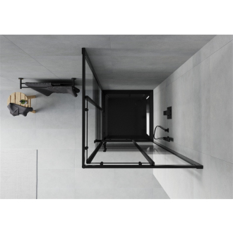 Mexen Rio štvorcová sprchová kabína 90 x 90 cm, pruhy, čierna + plochá sprchová vanička, čierna - 860-090-090-70-20-4070B