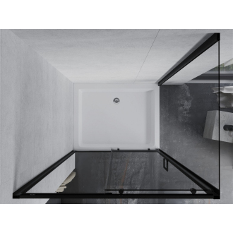 Mexen Apia výsuvná sprchová kabína 100 x 80 cm, priehľadná, čierna + sprchová vanička Rio - 840-100-080-70-00-4510