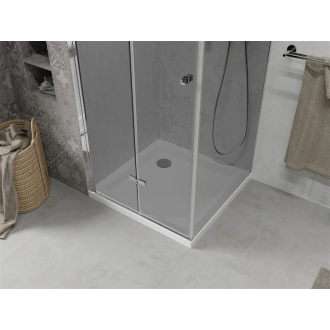 Mexen Lima skladací sprchovací kút 70 x 70 cm, grafit, chróm + plochá sprchová vanička, biela - 856-070-070-01-40-4010