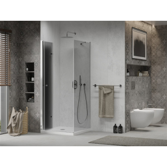 Mexen Lima skladací sprchovací kút 70 x 70 cm, grafit, chróm + plochá sprchová vanička, biela - 856-070-070-01-40-4010