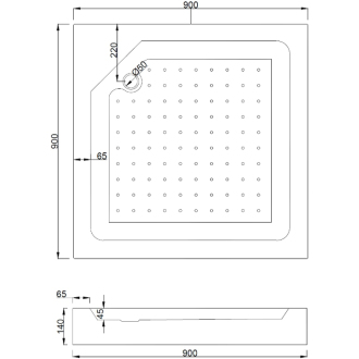 Mexen Rio štvorcová sprchová kabína 90 x 90 cm, priehľadná, zlatá + sprchová vanička Rio, biela - 860-090-090-50-00-4510