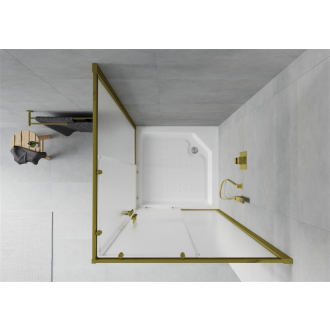 Mexen Rio štvorcová sprchová kabína 90 x 90 cm, mráz, zlatá + sprchová vanička Rio, biela - 860-090-090-50-30-4510