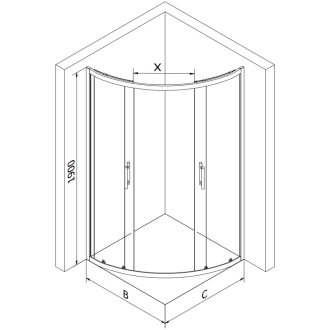 Sprchovací kút Mexen Rio polkruhový 80 x 80 cm, mráz, čierna + plochá sprchová vanička, čierna - 863-080-080-70-30-4170B