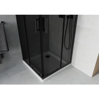 Mexen Rio štvorcová sprchová kabína 70 x 70 cm, grafit, čierna + plochá sprchová vanička, biela - 860-070-070-70-40-4010B