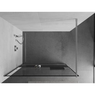 Sprchová stena Mexen Kyoto+ s policou a koľajnicou 80 x 200 cm, transparentný/čierny vzor 8 mm, chróm - 800-080-121-01-70