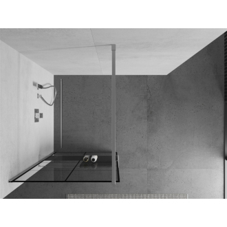 Sprchová stena Mexen Kyoto+ s policou a koľajnicou 70 x 200 cm, transparentný/čierny vzor 8 mm, chróm - 800-070-121-01-77