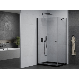 Mexen Pretoria sklopná sprchová kabína 70 x 90 cm, priehľadná, čierna + plochá sprchová vanička, čierna - 852-070-090-70-00-4070B