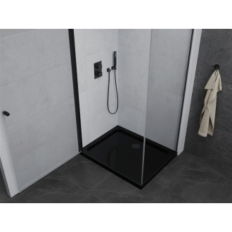 Mexen Pretoria sklopná sprchová kabína 90 x 70 cm, priehľadná, čierna + plochá sprchová vanička, čierna - 852-090-070-70-00-4070B