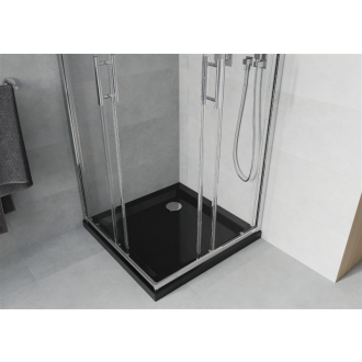 Mexen Rio štvorcová sprchová kabína 70 x 70 cm, transparentná, chróm + plochá sprchová vanička, čierna - 860-070-070-01-00-4070