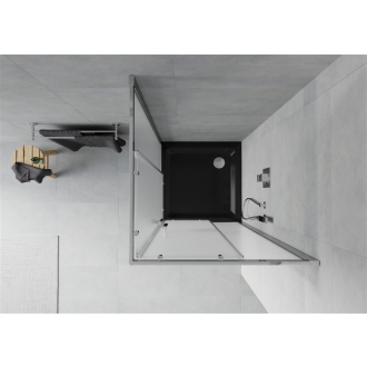Mexen Rio štvorcový sprchovací kút 70 x 70 cm, mráz, chróm + plochá sprchová vanička, čierna - 860-070-070-01-30-4070