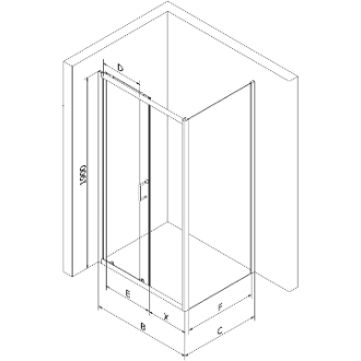 Mexen Apia výsuvná sprchová kabína 90 x 80 cm, transparentná, chróm + plochá sprchová vanička, čierna - 840-090-080-01-00-4070