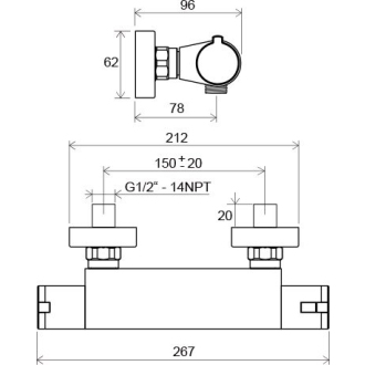 Ravak TE 072.00/150 Termostatická sprchová nástenná Termo 200 X070051