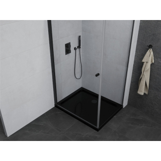 Mexen Pretoria sklopná sprchová kabína 80 x 90 cm, priehľadná, čierna + plochá sprchová vanička, čierna - 852-080-090-70-00-4070B