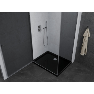 Mexen Pretoria sklopná sprchová kabína 80 x 90 cm, grafit, chróm + plochá sprchová vanička, čierna - 852-080-090-01-40-4070
