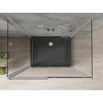 Mexen Omega 3-stenný, výsuvný sprchovací kút 110 x 80 cm, transparentný, chróm + Plochá sprchová vanička - 825-110-080-01-00-3s-4070