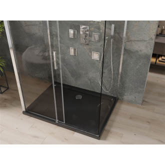 Mexen Omega 3-stenný, výsuvný sprchovací kút 120 x 100 cm, transparentný, chróm + Plochá sprchová vanička - 825-120-100-01-00-3s-4070