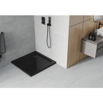 Mexen Flat štvorcová sprchová vanička slim 70 x 70 cm, čierna, čierny sifón - 40707070B