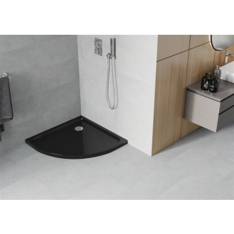 Mexen FLAT Sprchová vanička polkruhová 100x100x5 cm, čierna 41701010