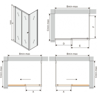 Mexen Apia výsuvná sprchová kabína 140 x 70 cm, priehľadná, zlatá + plochá sprchová vanička, čierna - 840-140-070-50-00-4070G