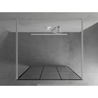 Mexen Kyoto voľne stojaca sprchová stena 100 x 200 cm, transparent/čierny vzor 8 mm, biela - 800-100-002-20-77