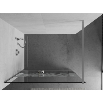 Sprchová stena Mexen Kyoto+ s policou a koľajnicou 100 x 200 cm, transparent/biely vzor 8 mm, chróm - 800-100-121-01-85
