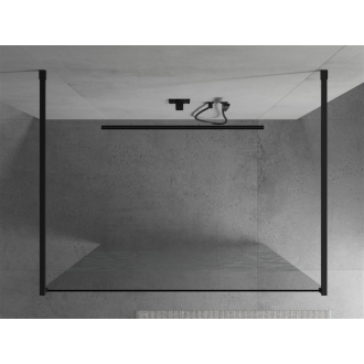 Mexen Kyoto voľne stojaca sprchová stena 100 x 200 cm, transparent/biely vzor 8 mm, čierna - 800-100-002-70-85