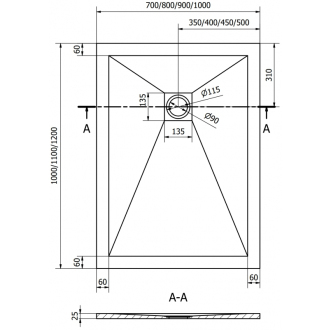 Mexen STONE+ sprchová vanička, obdĺžniková 70x110x2, 5 cm, biela 44107011