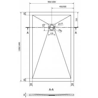Mexen STONE+ sprchová vanička, obdĺžniková 90x130x3 cm, biela 44109013