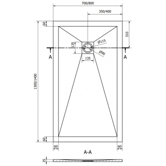 Mexen STONE+ sprchová vanička, obdĺžniková 70x130x2, 5 cm, antracit 44717013