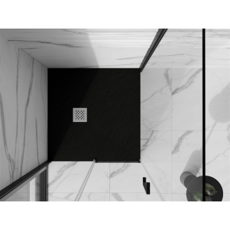 Mexen Stone+ štvorcová kompozitová sprchová vanička 90 x 90 cm, čierna - 44709090