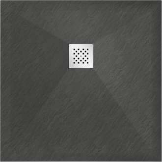 Mexen Stone+ štvorcová kompozitová sprchová vanička 90 x 90 cm, antracit - 44719090