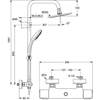 Ideal Standard IDEALRAIN ECO A5686AA sprchová spúprava 3S, termostatická batéria CERATHERM 100