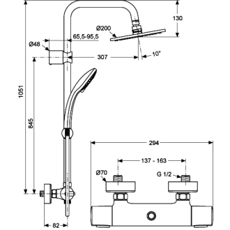 Ideal Standard IDEALRAIN ECO A5686AA sprchová spúprava 3S, termostatická batéria CERATHERM 100