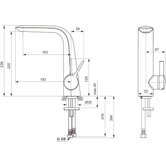 Ideal Standard MELANGE A6042AA um.batéria s vysokým vývodom, bez výpuste