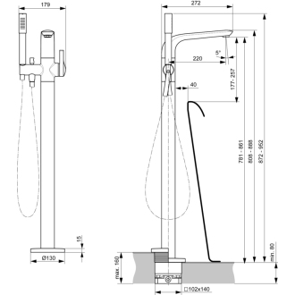 Ideal Standard MELANGE A 6120 AA vaňová batéria voľne stojaca
