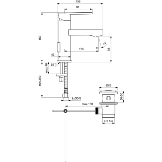 Ideal Standard GIO B0618AA umývadlová batéria s výpustom, chróm